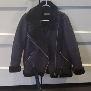 Fur lined aviator jacket